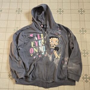 2005 Vintage betty boop "All Eyes On Me" hoodie Size 3XL US 20-22 Gray Full Zip